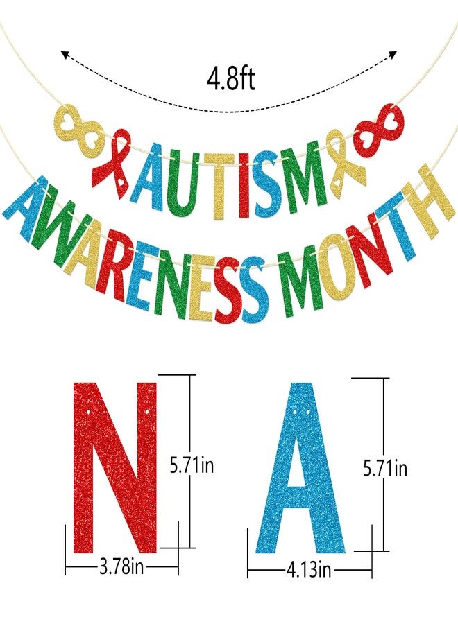 FOZEE Autism Awareness Month Banner, Autism Acceptance Decoration, Love Needs No Word Decor, colorful Glitter - Image 2