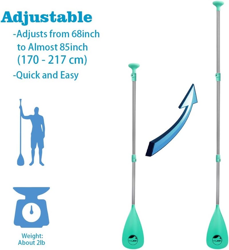 YVLEEN SUP Paddle Board Paddle，Stand up Paddleboard Paddles Adjustable Aluminum 4-Piece Floating Kayak Paddle，Convertible Paddle - Image 2