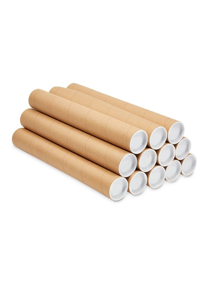 12pcs 5x40cm Double-Wall Kraft Cardboard Mailing Tubes, 3mm Thick w/End Caps. Secure Shipping for Posters, Artwork, Documents. Ideal for Businesses, Artists. - Image 1