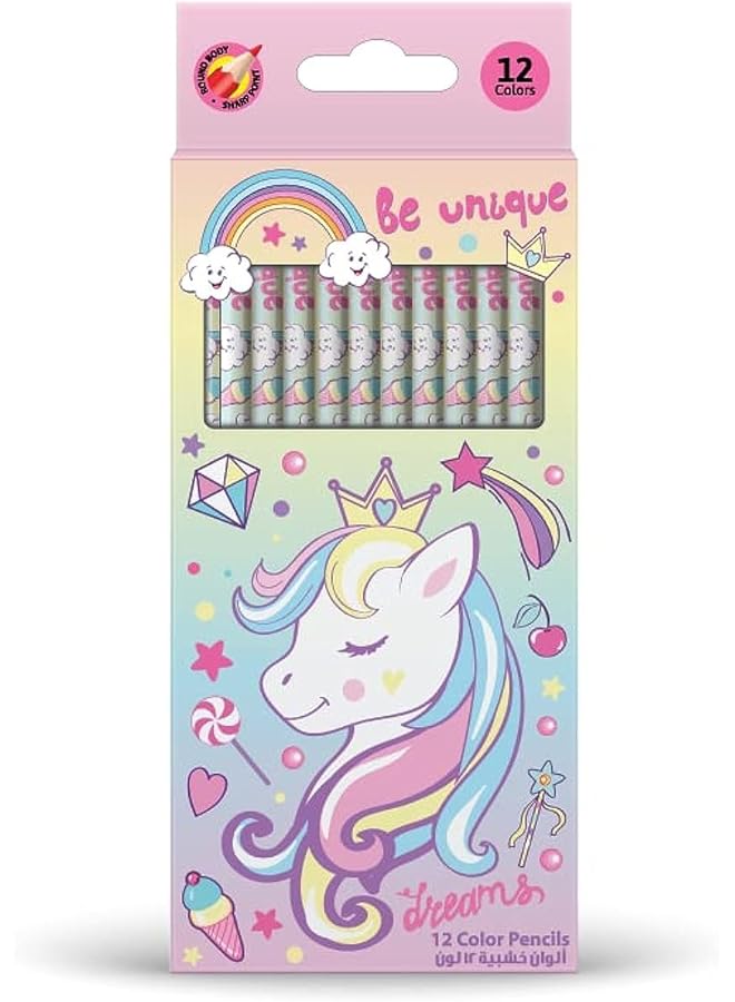 رينبو ماكس أقلام رصاص ملونة يونيكورن عدد 12 قلم رصاص ملون مسبق الشحذ مجموعة الفصول الدراسية اللوازم المدرسية للأطفال