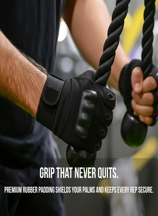 PULSEIT قفازات رفع الأثقال PulseITGripGloves للرجال والنساء | قفازات رياضية مبطنة بالمطاط مع دعم للمعصم | قفازات تمارين رياضية للصالات الرياضية، والكروسفت، واللياقة البدنية، ورفع الأثقال (أسود) (مقاس XL) - Image 5
