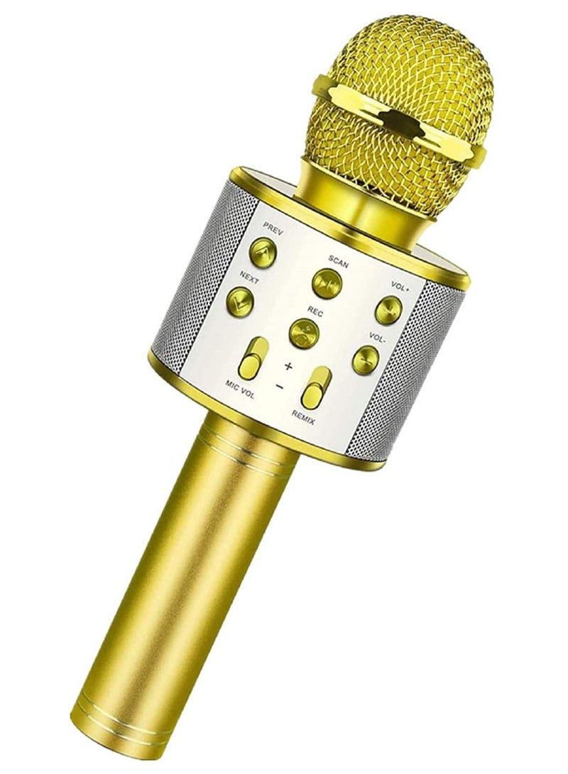ELTRAZONE Wireless Bluetooth Karaoke Microphone,Rechargeable Kids Microphone Karaoke Machine,Professional Handheld Karaoke Mic Speaker Home KTV Kids Birthday Party - Best Gifts for Kids Adults (Gold) - Image 1
