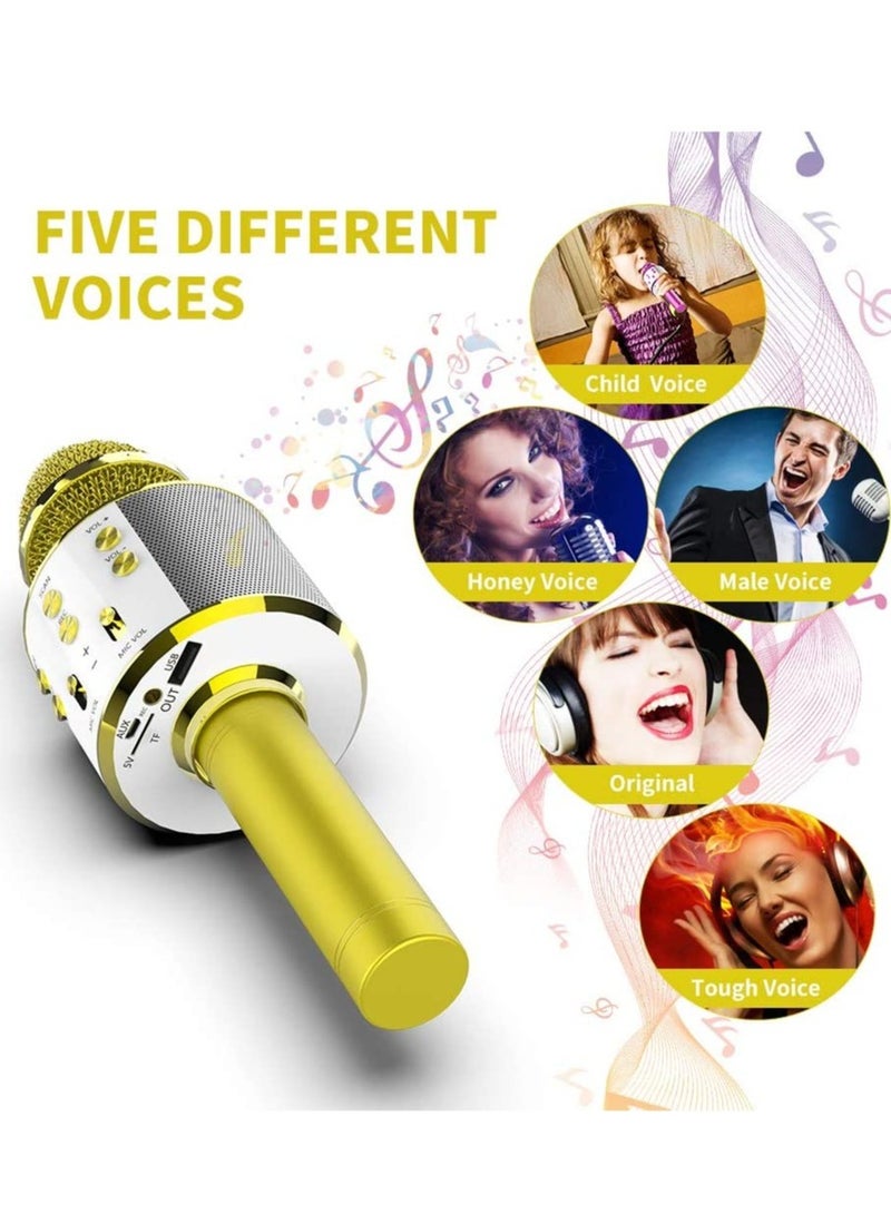 ELTRAZONE Wireless Bluetooth Karaoke Microphone,Rechargeable Kids Microphone Karaoke Machine,Professional Handheld Karaoke Mic Speaker Home KTV Kids Birthday Party - Best Gifts for Kids Adults (Gold) - Image 2