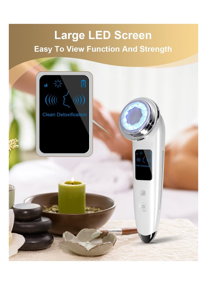 Face Massager, 4 in 1 Beauty Device, Multifunctional Facial Skin Care Tool, Anti Aging Skin Tightening Firming Skin Care Tools, for Deep Clean, Nourishment, Firming, Eye Skin (White)  - Image 3