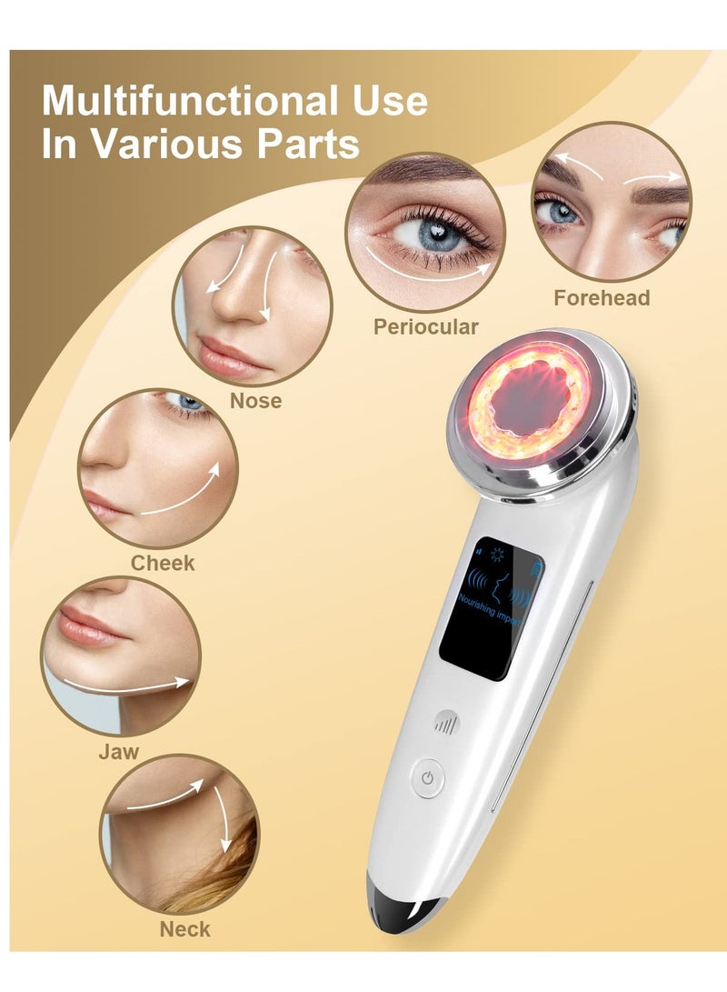 Face Massager, 4 in 1 Beauty Device, Multifunctional Facial Skin Care Tool, Anti Aging Skin Tightening Firming Skin Care Tools, for Deep Clean, Nourishment, Firming, Eye Skin (White)  - Image 4