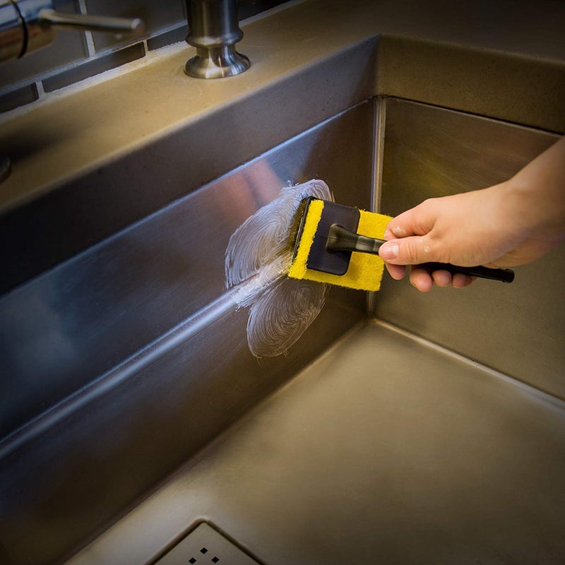 Cerama Bryte - Cooktop Cleaning Kit - Includes 10 oz. Bottle of Cerama Bryte Cooktop Cleaner, 2 Cleaning Pads, 1 POW-R Grip Pad Tool and 1 Scraper packed in Reusable Container, White (SYNCHKG114607) - Image 3