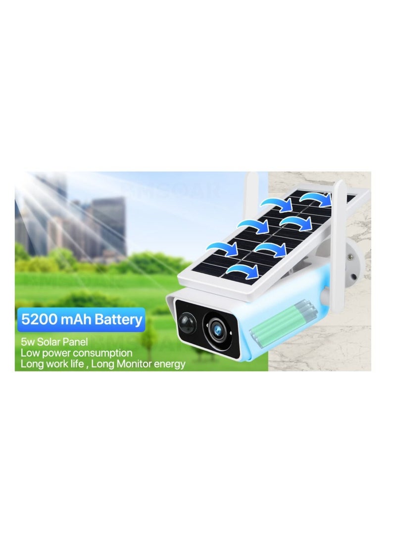 Wireless Solar WiFi Camera 4MP HD Outdoor Bullet IP Camera iCSee APP Battery Powered Smart Home Security Camera PIR Detection
