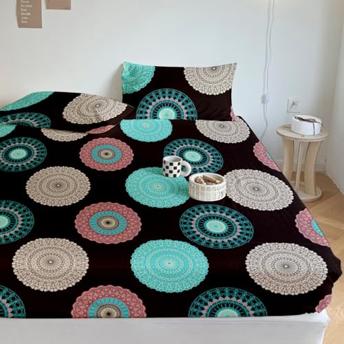 DREAMLET Prime Collections 160TC Glace Cotton Wrinkelfree Breathable Supersoft Double Flat Bedsheet with 2 Pillow Covers (Brown Geometric, Flat) - Image 1