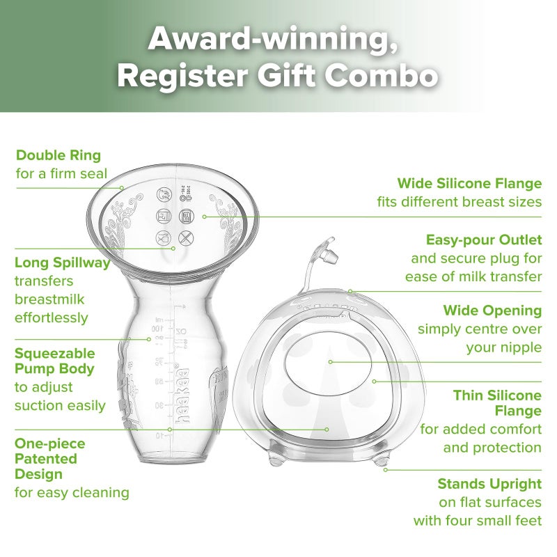 haakaa Manual Breast Pump for Breastfeeding 4oz/100ml and Ladybug Milk Collector 2.5oz/75ml Combo, Food-Grade Silicone - Image 4