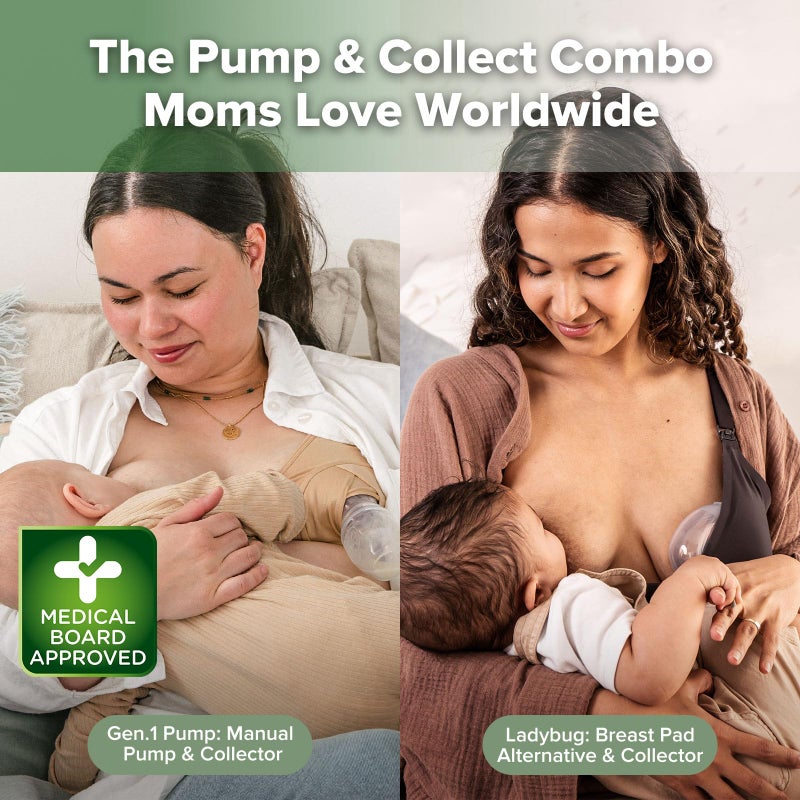 haakaa Manual Breast Pump for Breastfeeding 4oz/100ml and Ladybug Milk Collector 2.5oz/75ml Combo, Food-Grade Silicone - Image 2