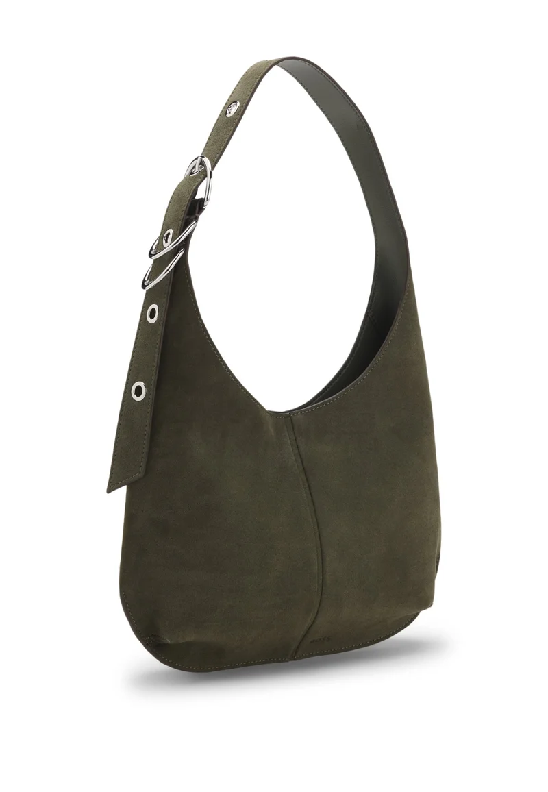 بوس Faux-suede hobo bag with hardware trims