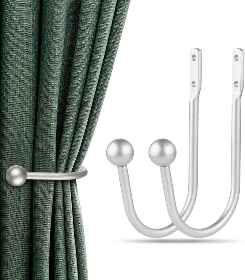 gobutend Curtain Holdbacks, 2pcs Curtains Holder Wall Mounted Drapery Tiebacks Retro Window Hook for Home Decor - Image 1