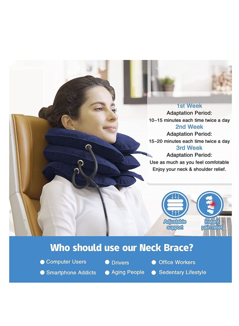 MIXDE Cervical Neck Traction Device Inflatable Adjustable Neck Support (Blue)  - Image 4