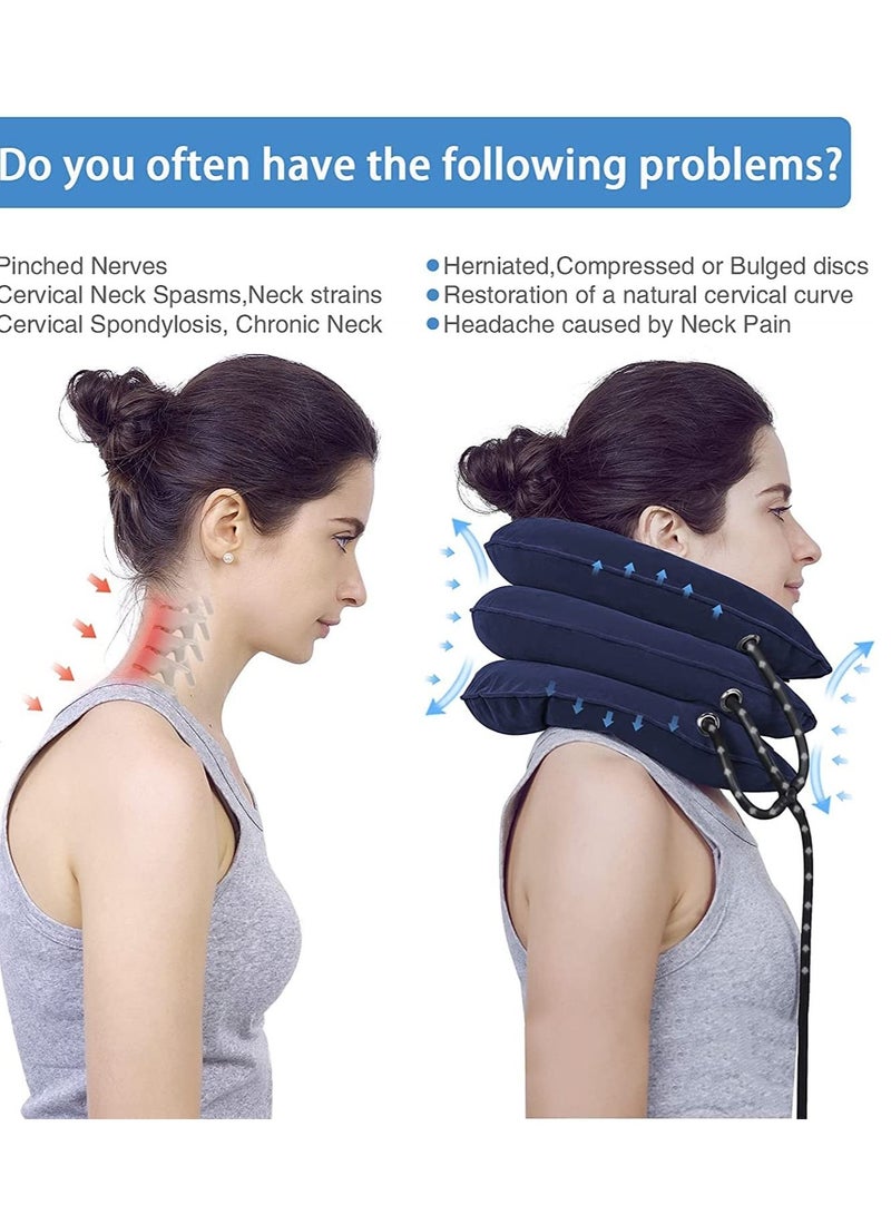 MIXDE Cervical Neck Traction Device Inflatable Adjustable Neck Support (Blue)  - Image 2