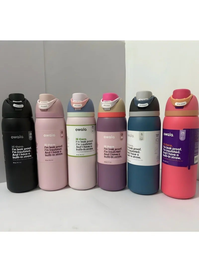 Owala FreeSip معزولة زجاجة المياه من الفولاذ المقاوم للصدأ مع القش ، دليل التسرب ، خالية من BPA ، 945 مل ، الرياح الجليدي ، حزمة واحدة ، (فراولة ماكارون) - Image 5