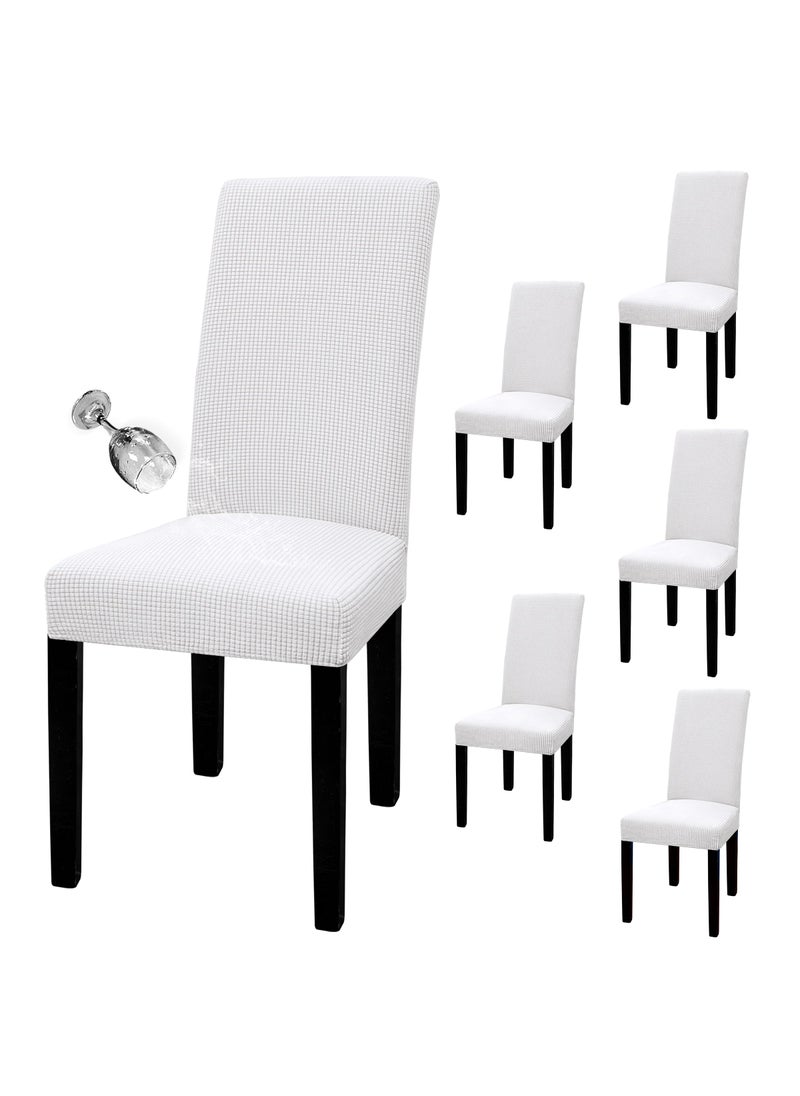 Easy-Going EasyGoing 100 Waterproof Dining Room Chair Cover Set of 6 Stretch Jacquard Parson Chair Slipcover Removable Washable Chair Protector for Home Restaurant Banquet Large White 