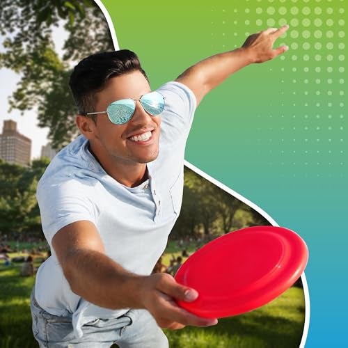 Fun Central High-Flying Excitement: 12 Pack, 10 Inch Assorted Color Flying Discs (Blue, Red, White, Yellow) - Perfect Backyard Games, Sports, Summer Beach, 4th of July Party Essential - Image 4