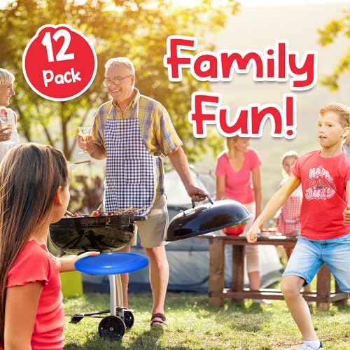 Fun Central High-Flying Excitement: 12 Pack, 10 Inch Assorted Color Flying Discs (Blue, Red, White, Yellow) - Perfect Backyard Games, Sports, Summer Beach, 4th of July Party Essential - Image 2