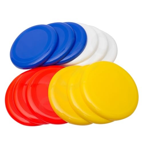 Fun Central High-Flying Excitement: 12 Pack, 10 Inch Assorted Color Flying Discs (Blue, Red, White, Yellow) - Perfect Backyard Games, Sports, Summer Beach, 4th of July Party Essential - Image 1