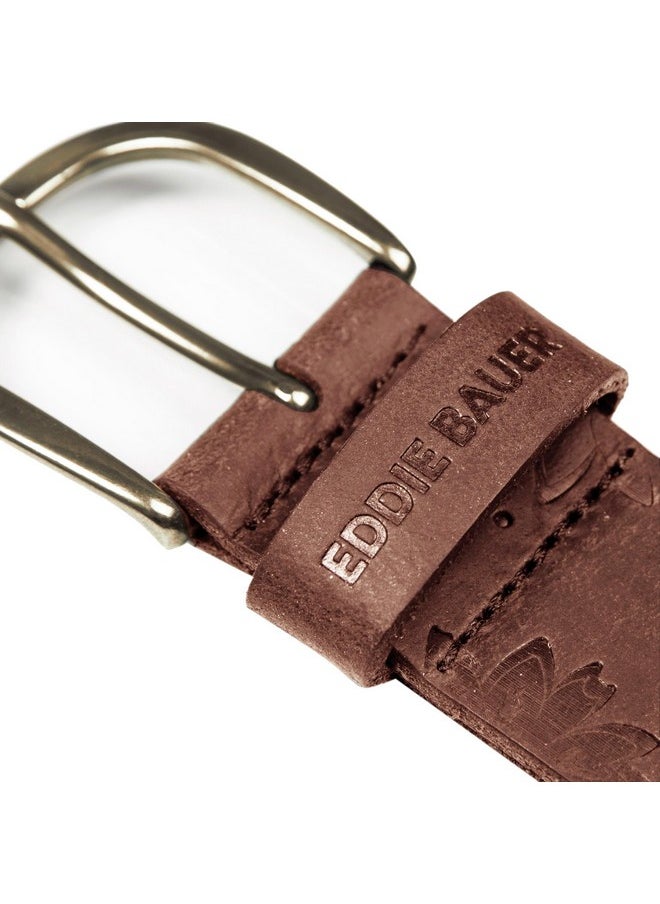 Eddie Bauer - Eddie Bauer Women's Casual Leather Belts, One Size Fits Most, Floral Tooled-Tan, Medium - Image 1