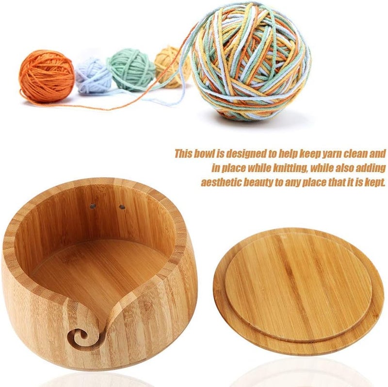 klarako Yarn Bowl Handmade Crafted Wooden Yarn Bowl with Removable Lid for Knitting and Crocheting, for Mom and Grandmother - Image 3
