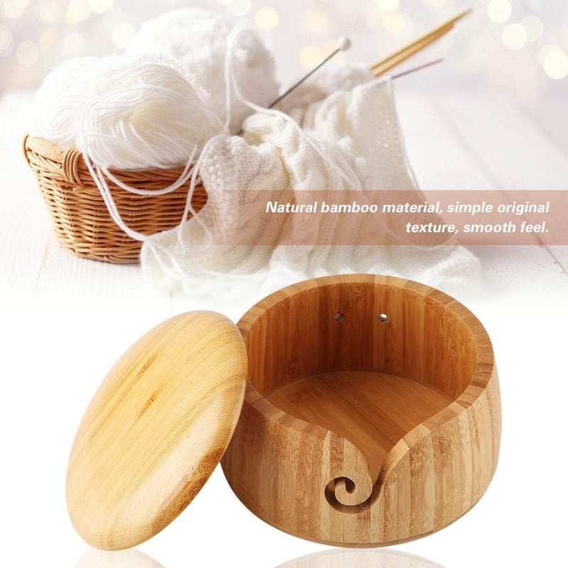 klarako Yarn Bowl Handmade Crafted Wooden Yarn Bowl with Removable Lid for Knitting and Crocheting, for Mom and Grandmother - Image 2