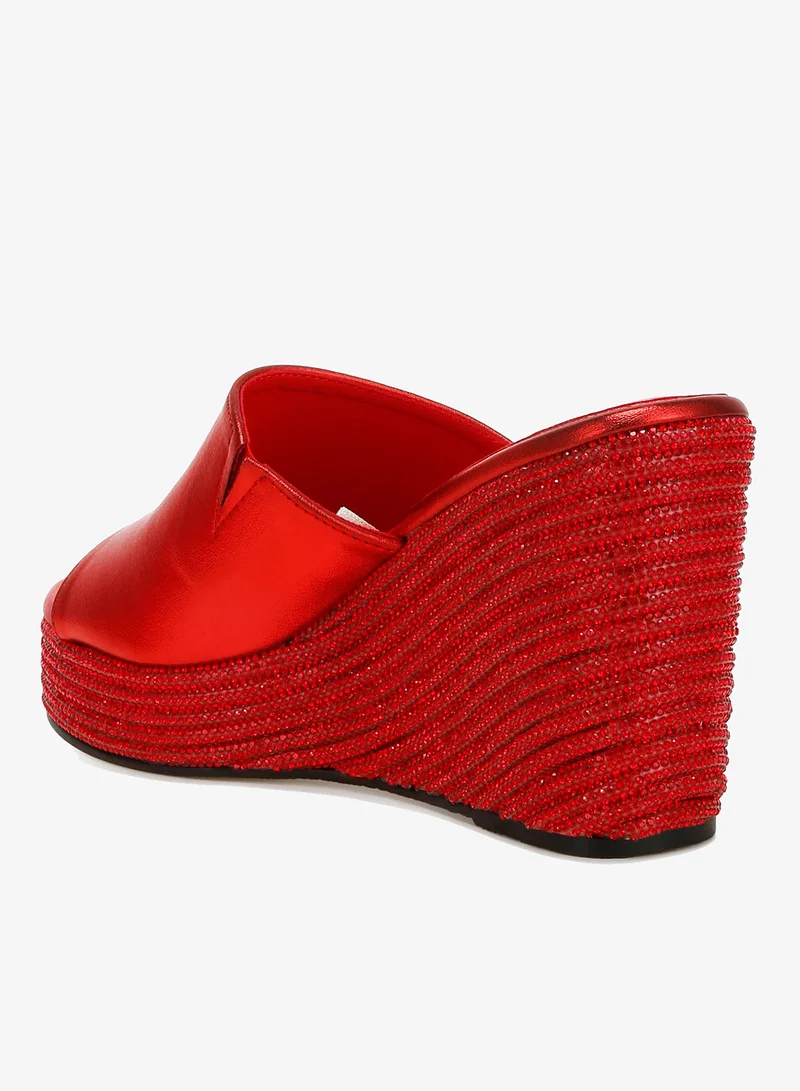 London Rag red Wedge Heel Peep Toe Sandals in Red for Women | Best Price UAE