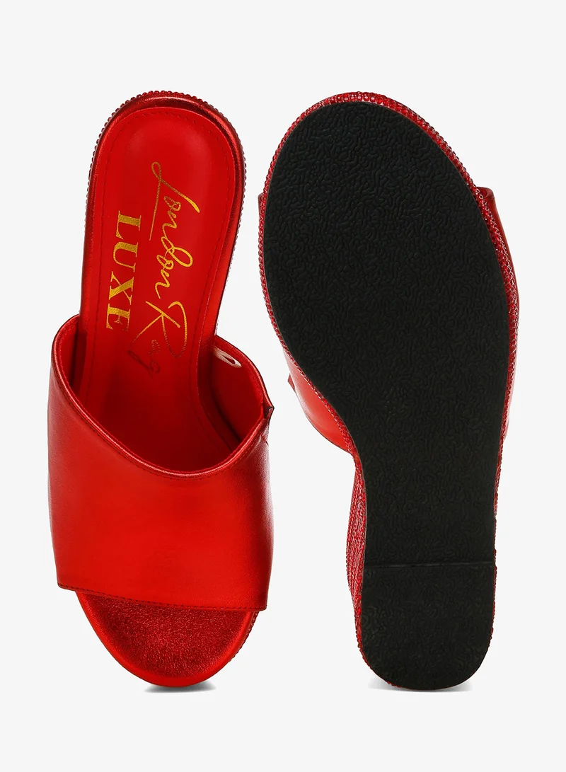 London Rag red Wedge Heel Peep Toe Sandals in Red for Women | Best Price UAE