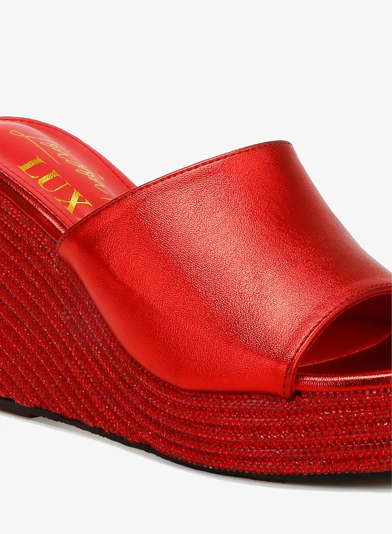 London Rag red Wedge Heel Peep Toe Sandals in Red for Women | Best Price UAE