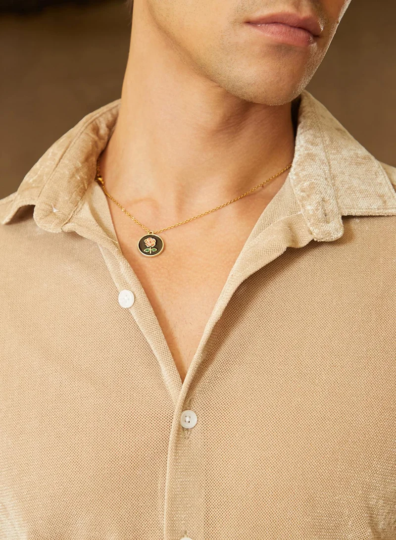 Campus Sutra Men's Buff Beige Solid Velvet Shirt