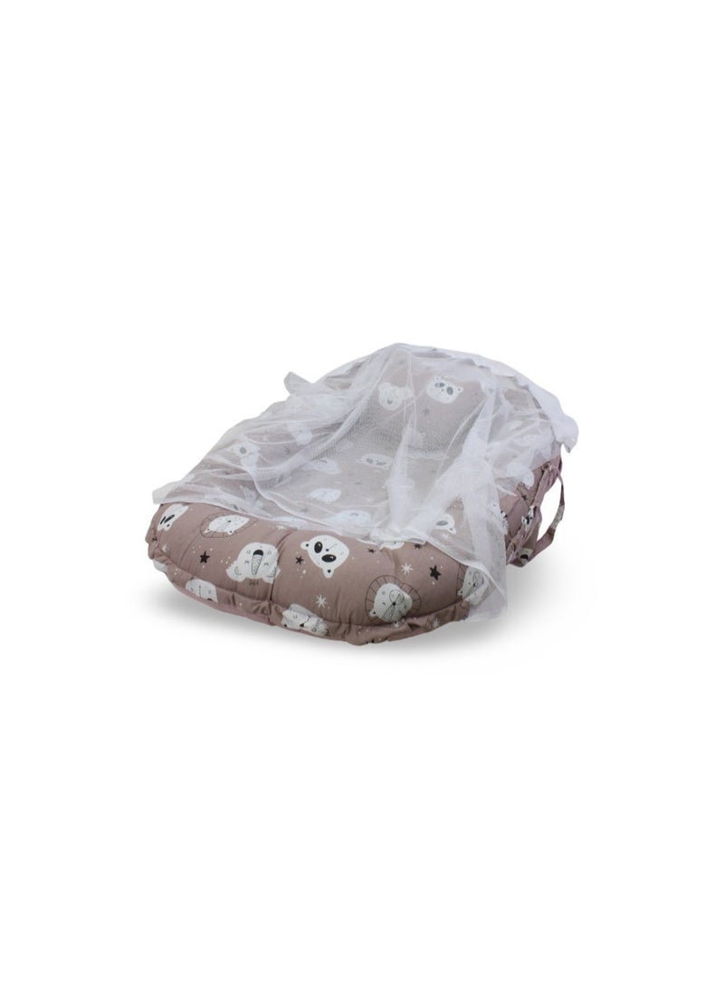 Baby Nest – Dusty Pink with Animals Print - Image 2