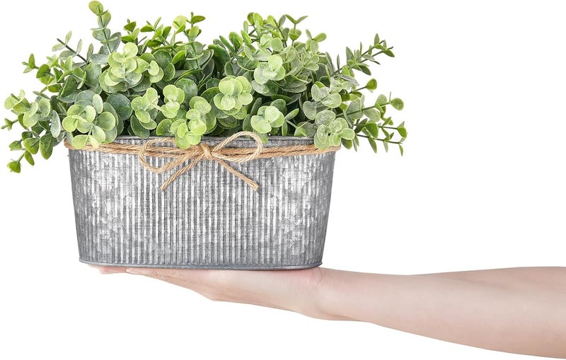 Dahey Artificial Eucalyptus Faux Plants Indoor for Home Decor, Desk Fake Potted Plants in Rustic Rectangular Pots Table Centerpiece for Office Bathroom Desk Room Greenery Decoration - Image 4