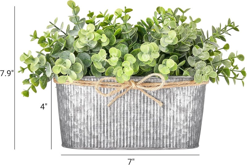 Dahey Artificial Eucalyptus Faux Plants Indoor for Home Decor, Desk Fake Potted Plants in Rustic Rectangular Pots Table Centerpiece for Office Bathroom Desk Room Greenery Decoration - Image 5