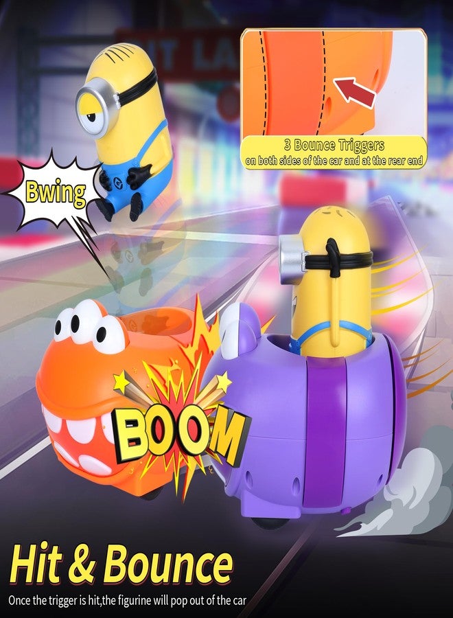 YOLOPARK Minions 2 Pack Remote Control Car,Despicable Me RC Bumper Cars with Light & Sound Effect,360° Rotating Minion Figure Bump and Eject Toys,Christmas Birthday Gifts for Ages 3+ Year Old - Image 3