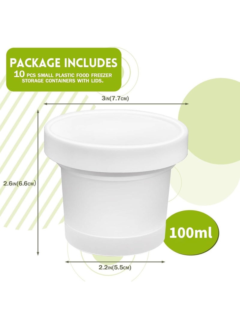 10 Pack Reusable Small Plastic Containers With Screw Lids, Small Food Storage Freezer Containers, Deli Containers, Stackable Food Storage Jars, Sauce Condiment Jars, Lunch Box Accessories, 100ml - Image 2