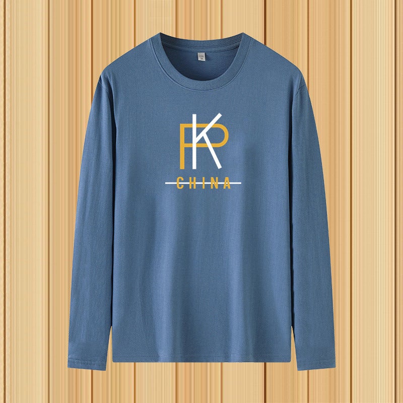 Spring and Autumn New Thin Men's Long Sleeve Soft and Comfortable Round Neck Base Shirt Printed Trendy plus size T-Shirt for Men - Image 1