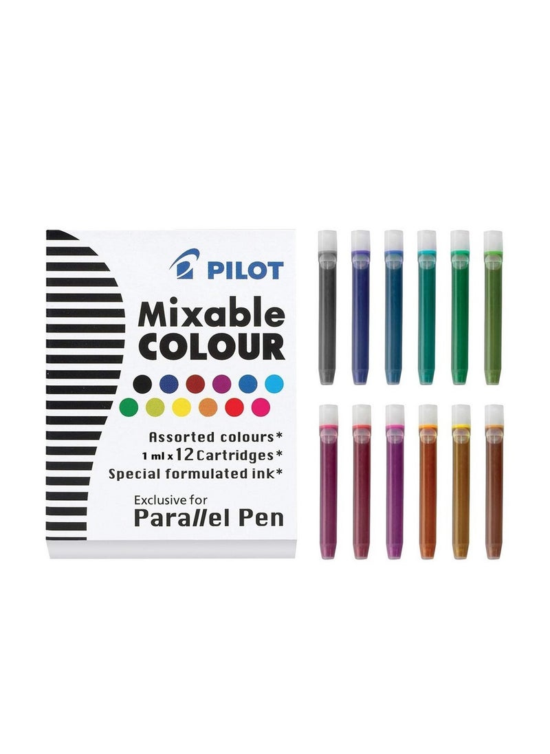 PILOT 12-Piece Ink Cartridges For Parallel Calligraphy Pen Assorted Ink Colours  - Image 1