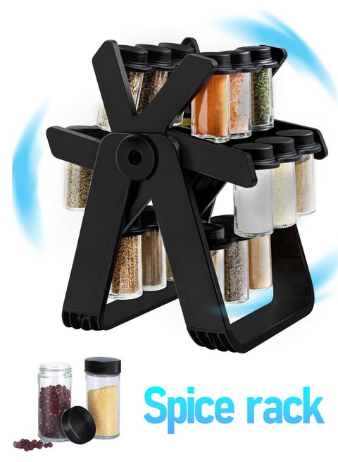 Rotating Spice Rack - Rotating Ferris Wheel Countertop Spice Storage Rack - With 18 Spice Jars - Suitable For Kitchen Countertop Spice Storage