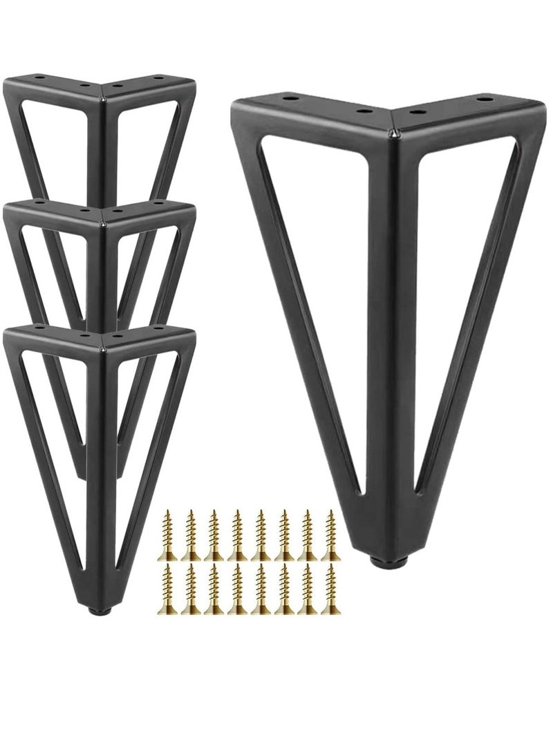 Excefore 6 Inch Gold Furniture Legs Heavy Duty Metal Furniture Feet, Golden Sofa/Cabinet/Table Legs 4Pcs, 6 Inch Cabinet Legs Set of 4,Couch Feet Replacement for Cabinet Dresser, Black  - Image 1