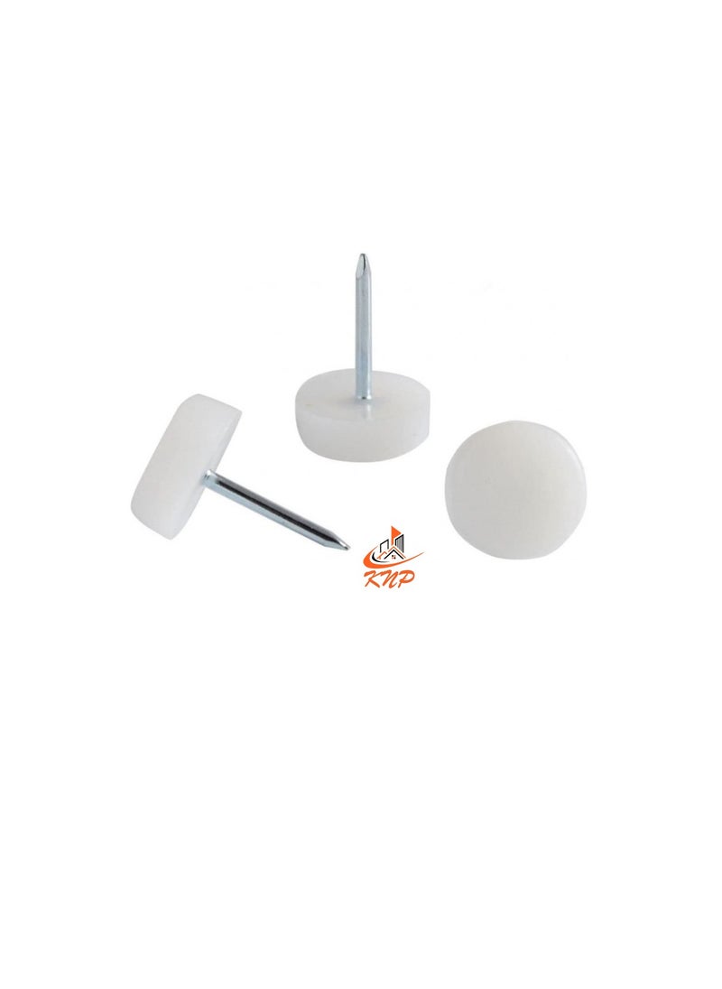 KNP Nylon Furniture Bottom Nail Bush, White - 20pcs  - Image 1