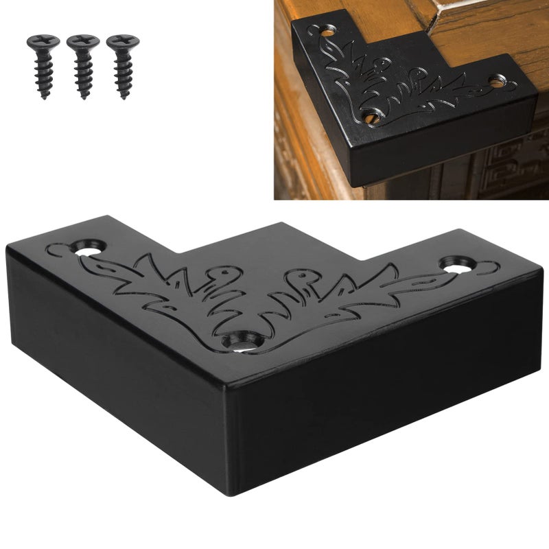 Foxwake Black Metal Corner Protector 33  33  1 in Decorative Wood Funiture 4pcs Barn Sliding Door Corner Guards Metal Table Corner Antirust Zinc Alloy Edge Cover Bracket with Screw