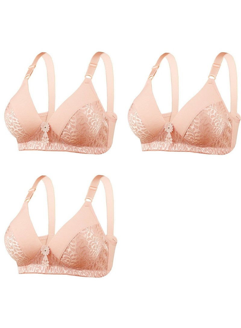 3-Piece Set Of B-Cup Bras Without Underwire For Middle-Aged And Elderly People - Image 1