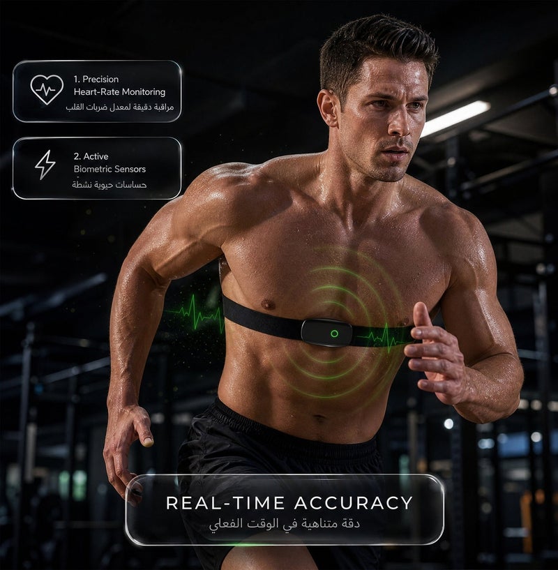 GREEN LION Heart Rate Monitor Chest Strap with ECG Sensor, Bluetooth 5.0 and ANT+, IP67 Water-Resistant, Adjustable upto 100 cm Nylon Band, 30 Hours Battery, Cardio Band - Image 4