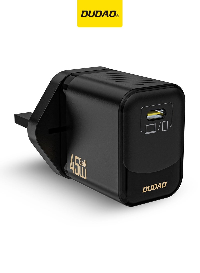 DUDAO 45W GaN Fast Charger Samsung Charger USB-C Power Adapter, Compact Wall Charger, Smart Temperature Control IC, 9-Layer Safety Protection, Type C Charger for iPhone 15, Samsung Galaxy, Huawei, iPad, MacBook, Xiaomi, Laptop - Image 1