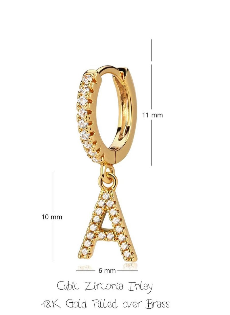 Mevecco - Women Huggie Hoop Earrings Gold Initial A-Z Dangle Drop Cubic Zirconia 14K Gold Filled Small Simple Hypoallergenic Personalized Jewelry - 26 Letters - Image 1