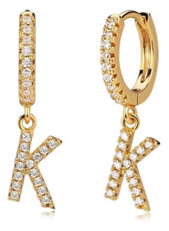 Women Huggie Hoop Earrings Gold Initial A-Z Dangle Drop Cubic Zirconia 14K Gold Filled Small Simple Hypoallergenic Personalized Jewelry - 26 Letters