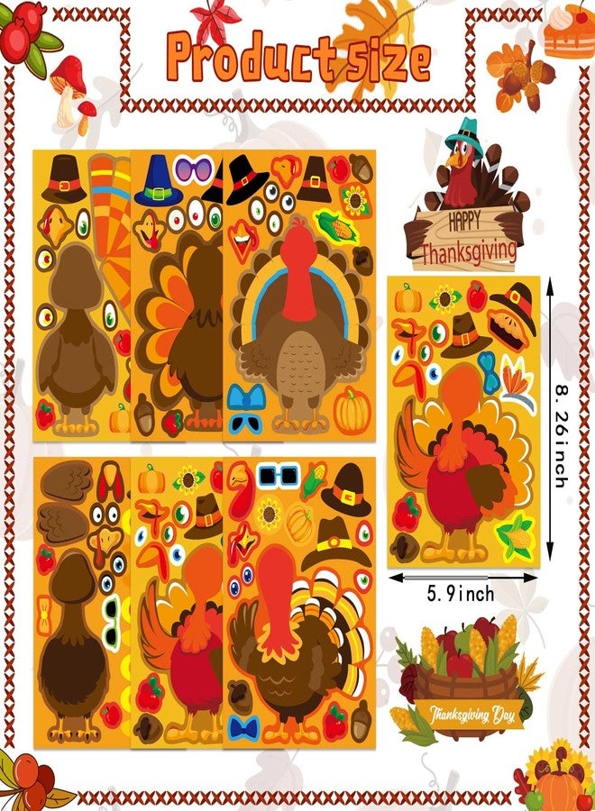 DUJAA Make-A-Turkey Stickers 24PCS Thanksgiving Stickers for Kids Turkey Face Stickers Make Your Own Turkey Stickers Thanksgiving Party Favors Thanksgiving Crafts Stickers Classroom Teacher Reward - Image 2