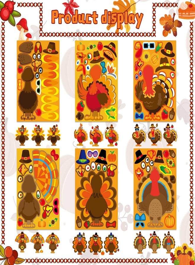 DUJAA Make-A-Turkey Stickers 24PCS Thanksgiving Stickers for Kids Turkey Face Stickers Make Your Own Turkey Stickers Thanksgiving Party Favors Thanksgiving Crafts Stickers Classroom Teacher Reward - Image 4