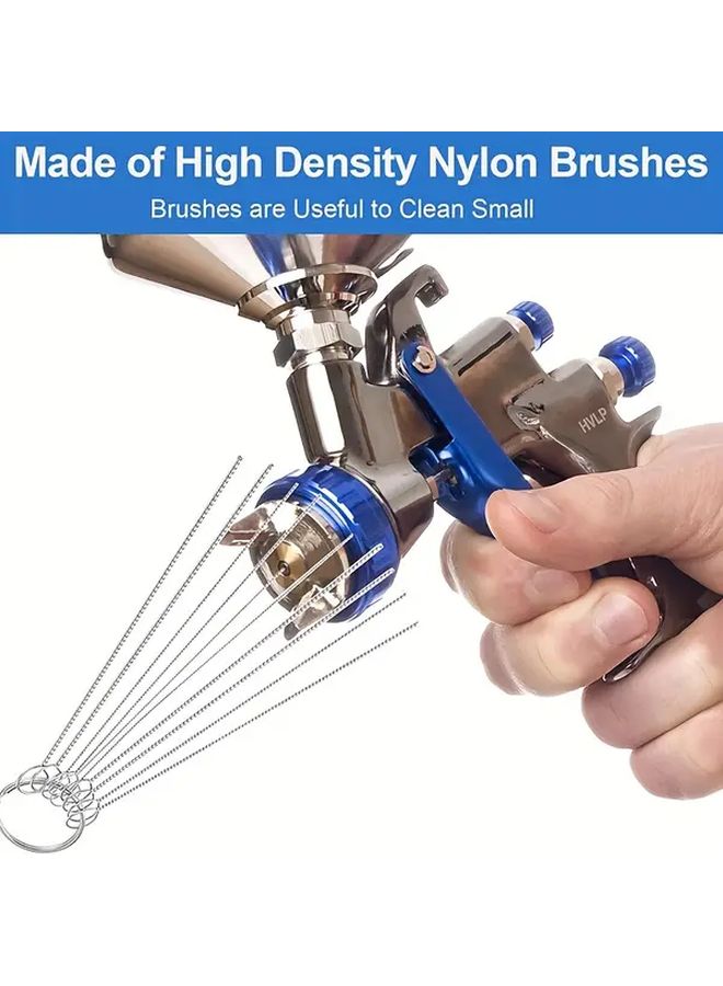 15pcs High Density Nylon Bristle Spray Gun Cleaner Set with Needle and Case - Image 1