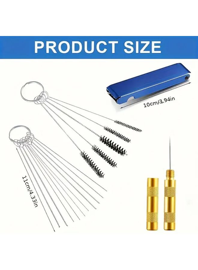15pcs High Density Nylon Bristle Spray Gun Cleaner Set with Needle and Case - Image 2